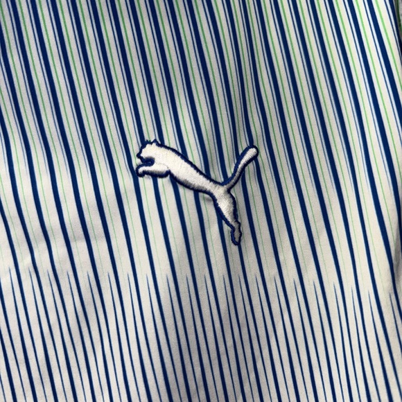 PUMA Power Cool Polo Shirt. Blue & White Stripes. Size Medium. - Picture 2 of 6